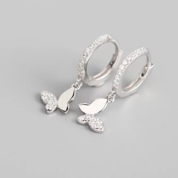 Jewelry - NEW 925 STERLING SILVER BUTTERFLY HOOP EARRINGS, NICE EARRINGS, CUTE EARRINGS